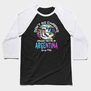 Funny Argentina Iguazu Falls Waterfall Pun Psychedelic Art Baseball T-Shirt